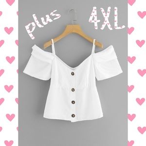 Plus 4x Cold shoulder white top